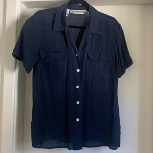 Vintage Navy Linen Shirt